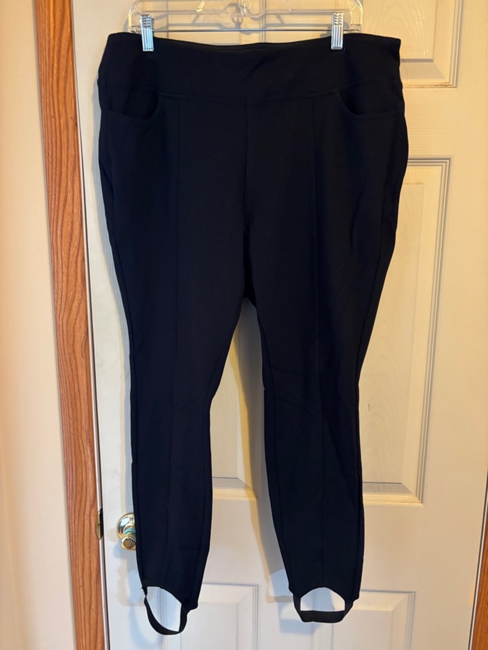 Belle Kim Gravel Black Stirrup Ponte Track Pants